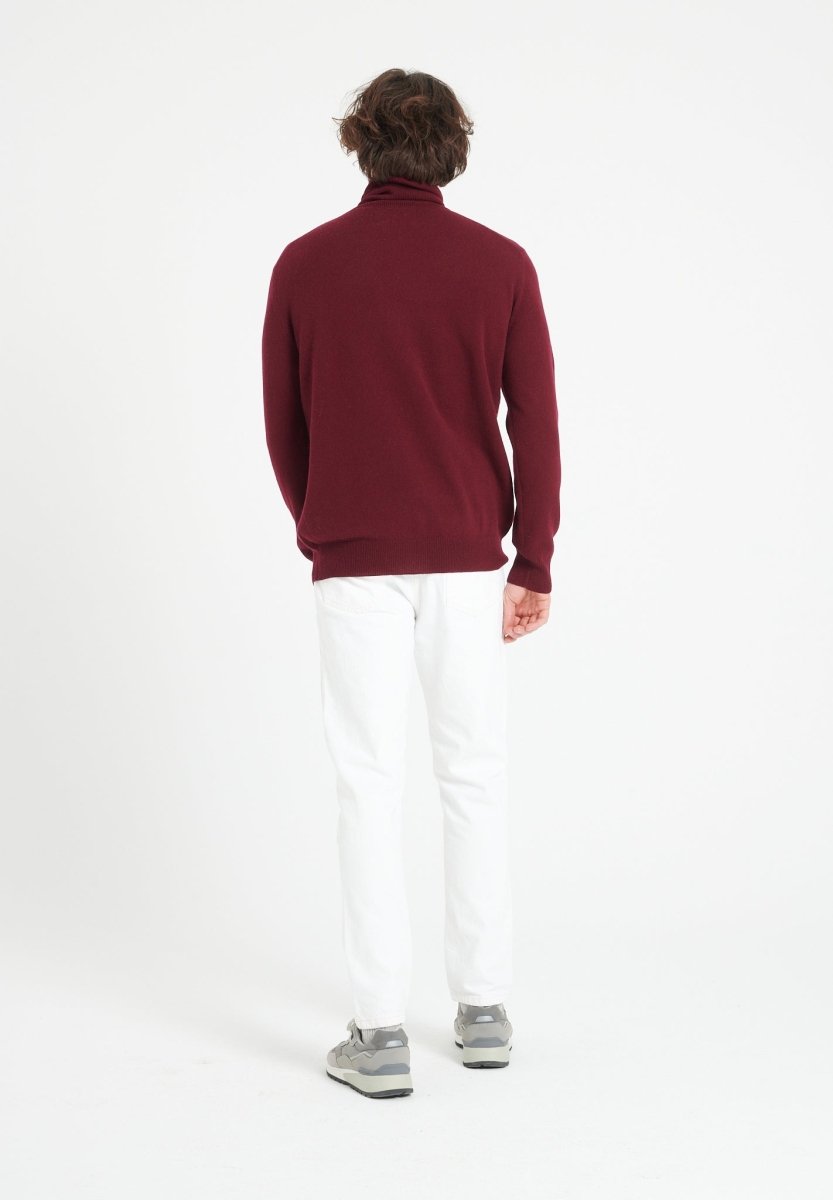 Pull col roulé cachemire rouge bordeaux homme - LUKE 3